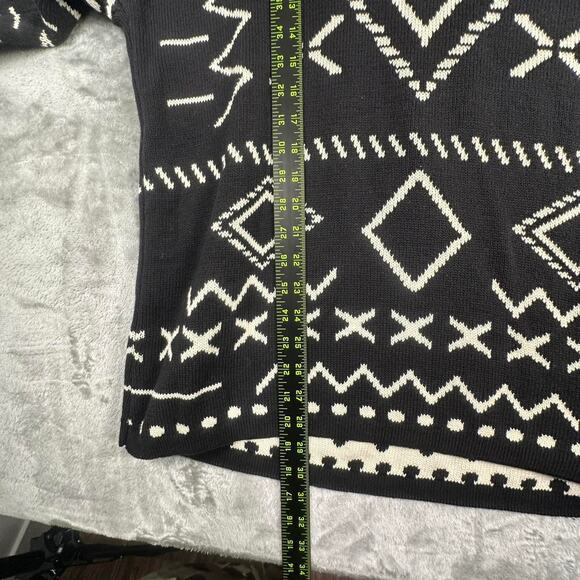 Vintage Smythe & Company Black/White Pattern Knit Sweater Pullover Hoodie Size M - Picture 4 of 7